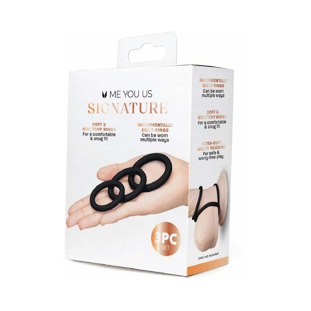 ME YOU US SIGNATURE - O CONJUNTO DE 3 ANÉIS CHUBBY PRETO