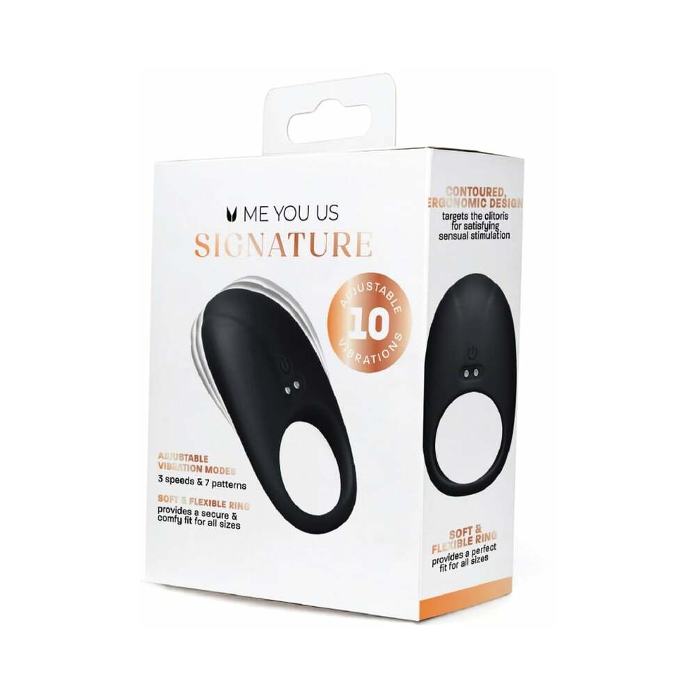 ME YOU US SIGNATURE - THE VIBRATING COUPLES RING BLACK