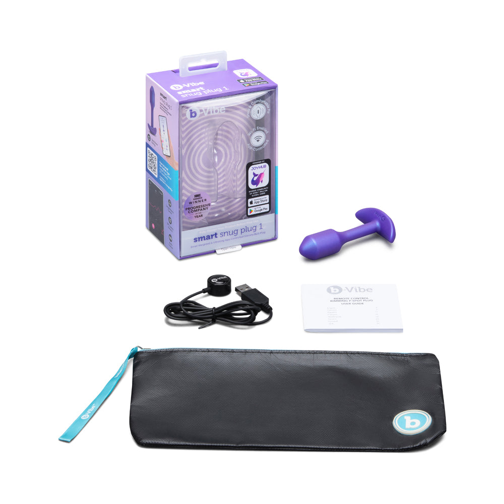 B-VIBE - SMART SNUG PLUG 1 SMALL ANAL PLUG DE SILICONE COM PESO, VIBRAÇÃO E CONTROLO POR APLICAÇÃO