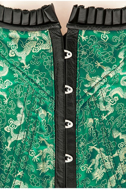 CORSET VERDE SEDA Y PIEL, CHINO T M