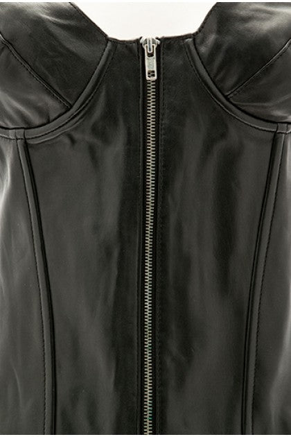 STORMY LEATHER - CORSET NEGRO,CUERO CREMALLERA TM