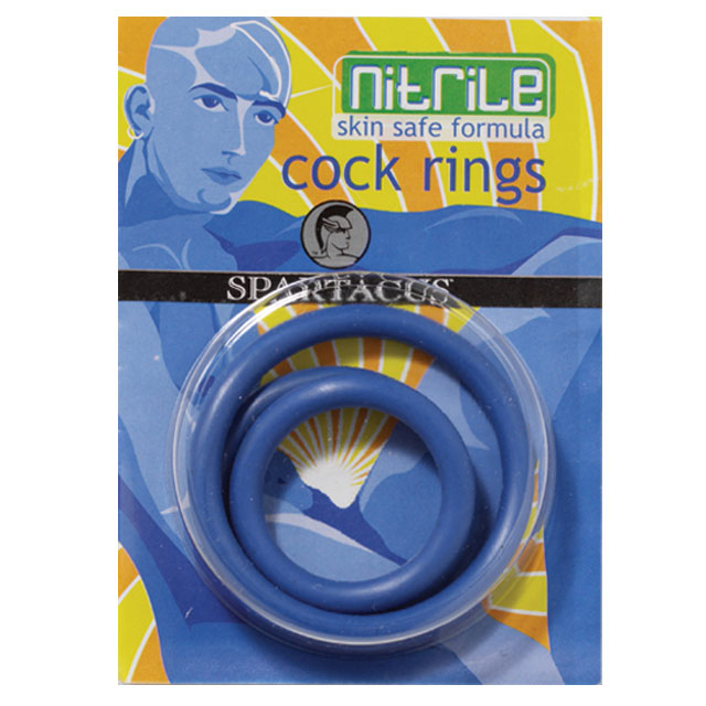 SPARTACUS - NITRILE COCK RING SET (BLUE/3)