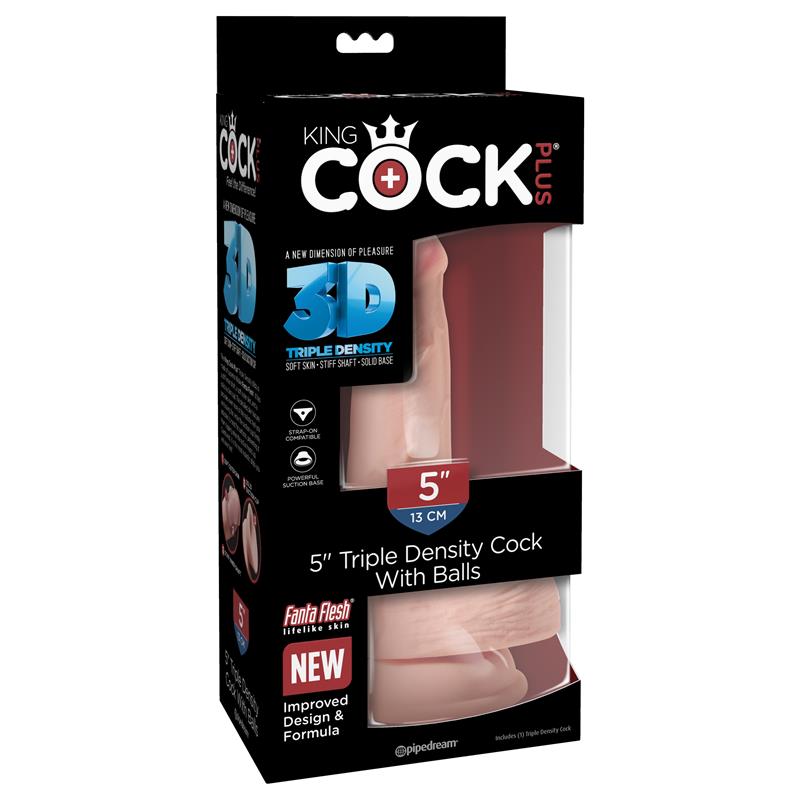 KING COCK - 3D DILDO TRIPLE DENSIDAD CON TESTÍCULOS PLUS 5 NATURAL