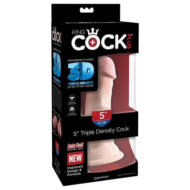 KING COCK - 3D DILDO TRIPLE DENSIDAD PLUS 5 NATURAL