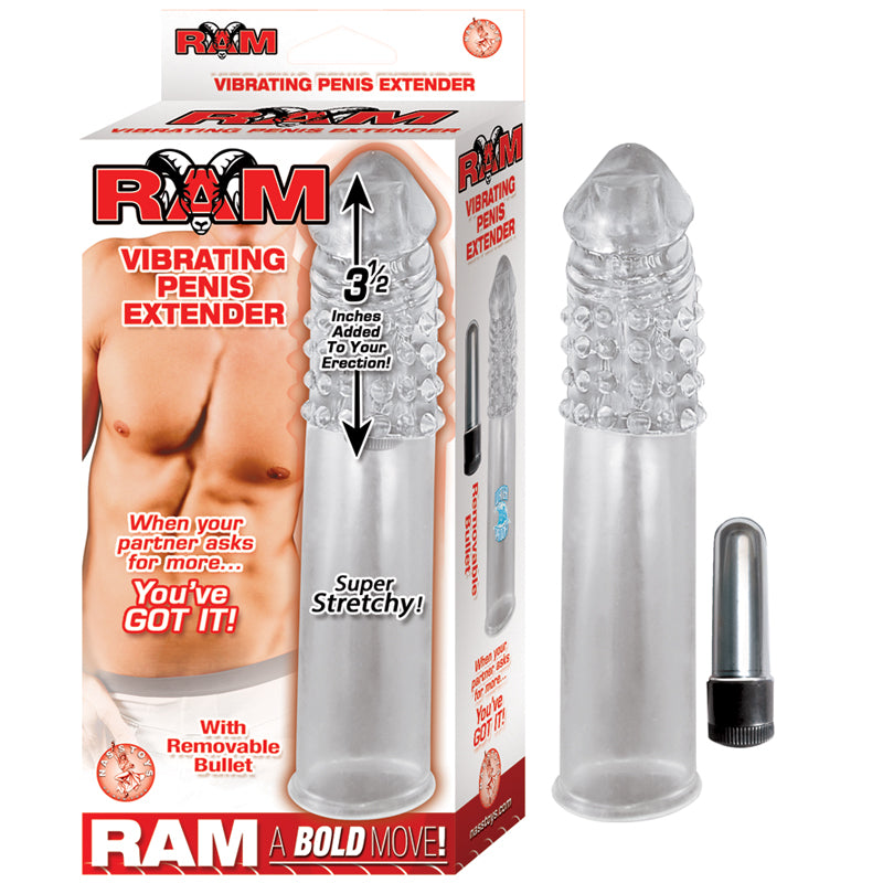 NASSTOYS - RAM 3.5IN. VIBRATING PENIS EXTENDER (CLEAR)