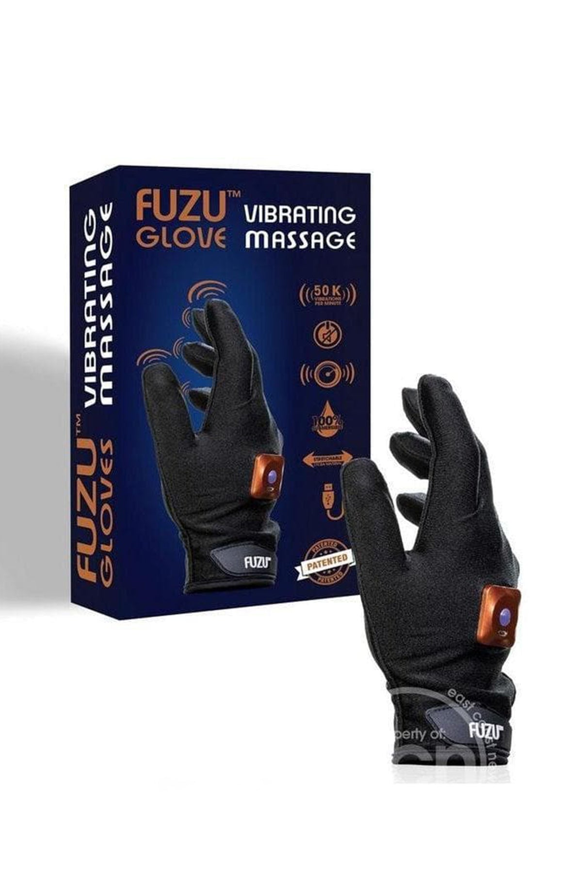 FUZU - VIBRATING MASSAGE GLOVE RIGHT HAND MEDIUM - BLACK