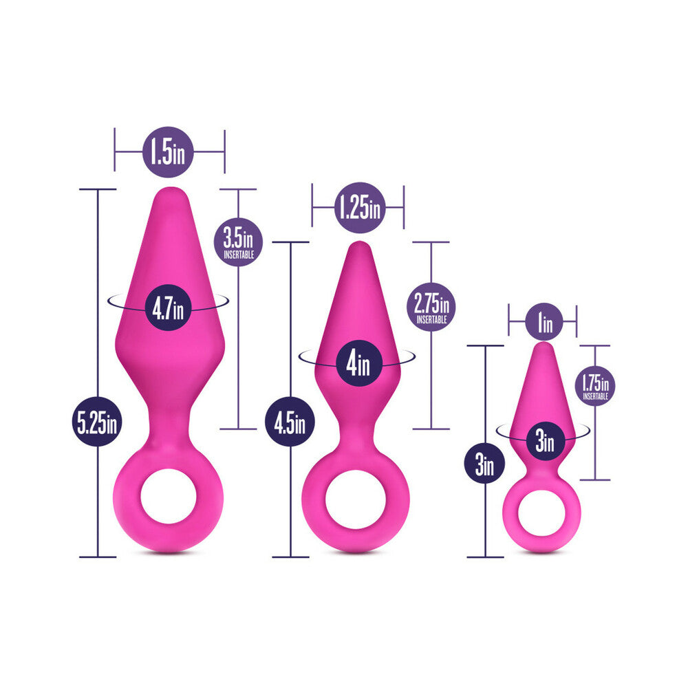 BLUSH - LUXE CANDY RIMMER 3-PIECE SILICONE ANAL PLUG KIT PINK