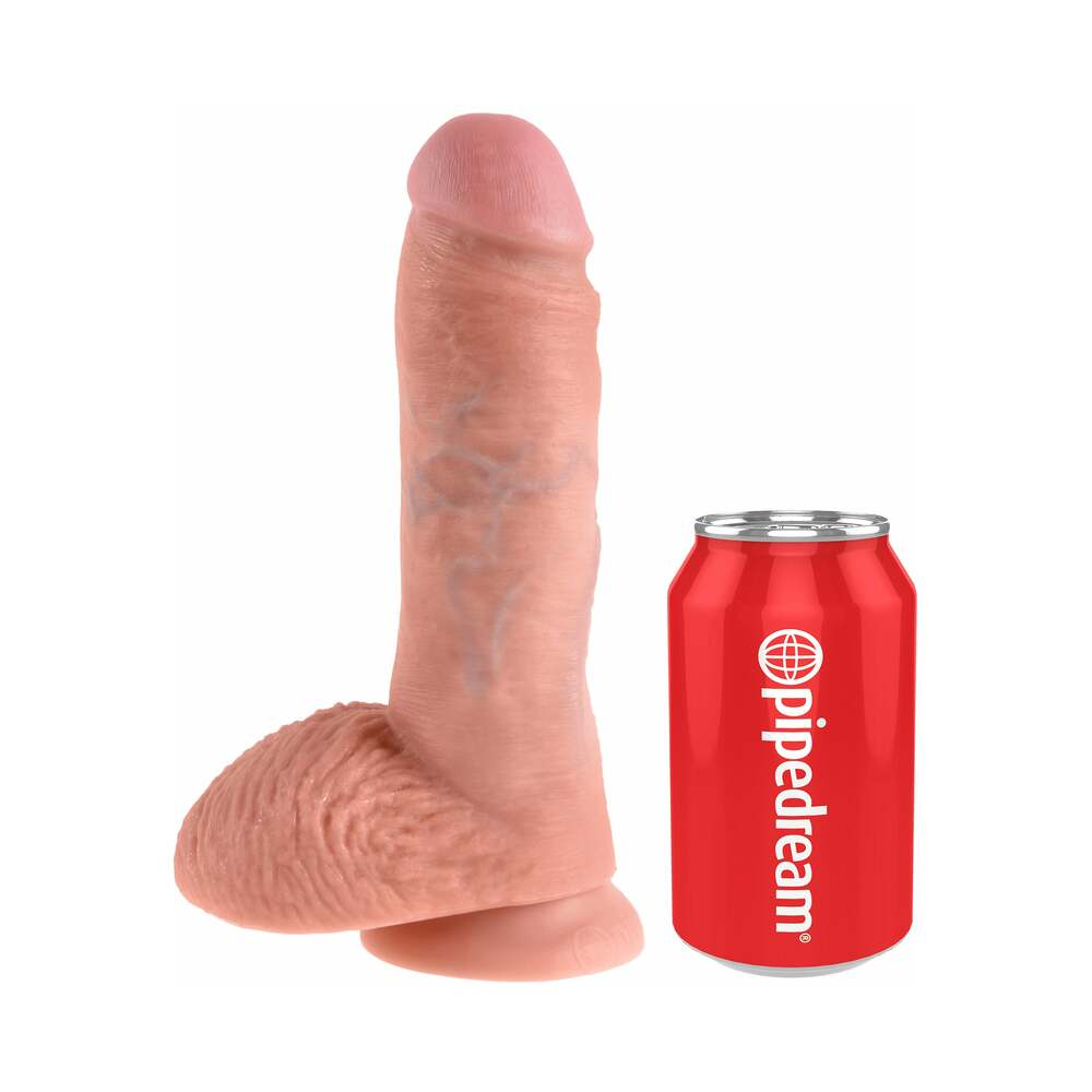 PIPEDREAM - KING COCK 8 IN. REALISTIC SUCTION CUP DILDO WITH BALLS BEIGE