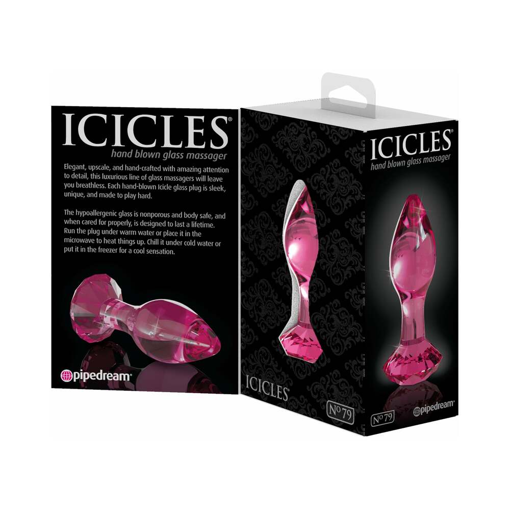 PIPEDREAM - ICICLES N.º 79 PLUG ANAL DE VIDRO COM BASE FACETADA ROSA