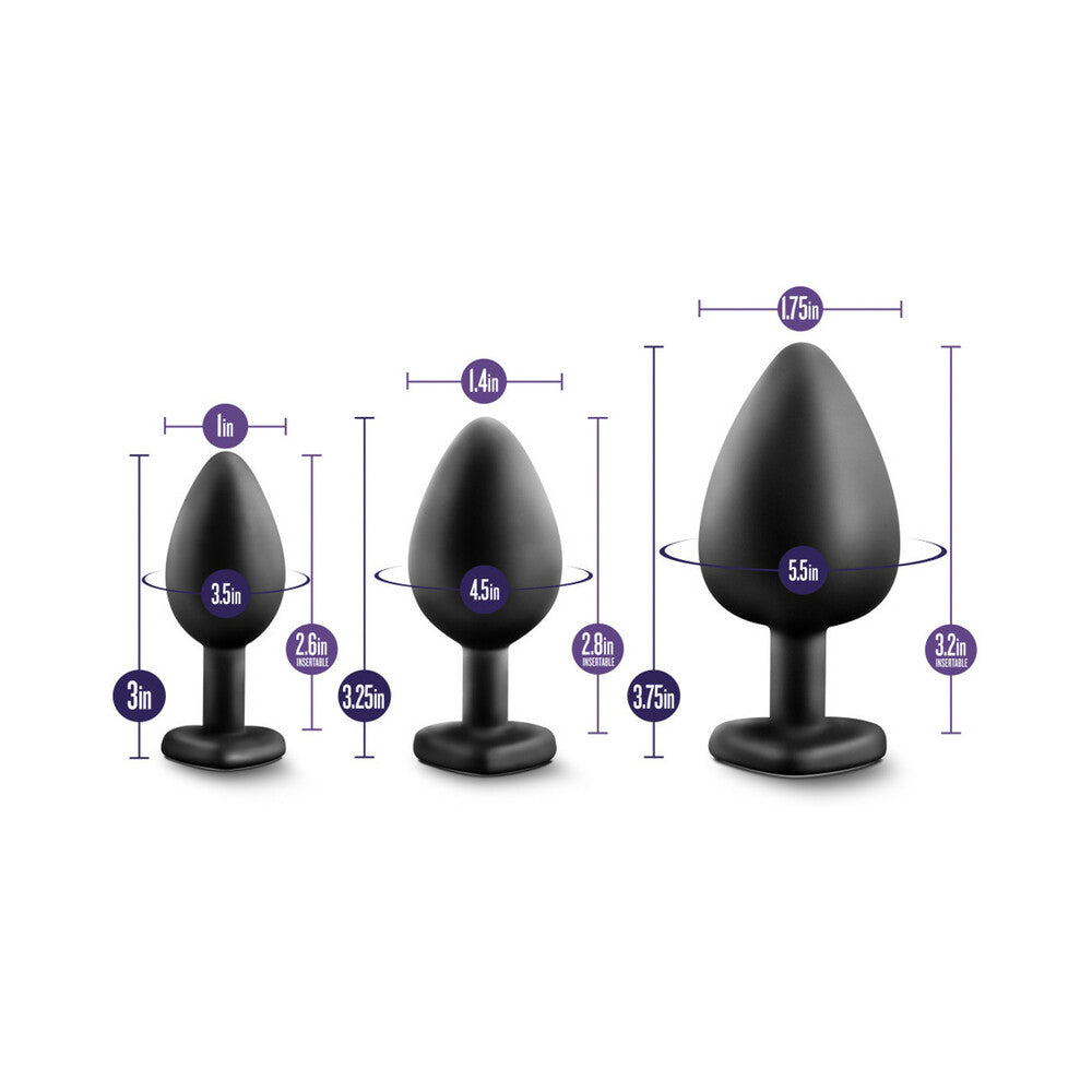 BLUSH - LUXE 3-PIECE BLING PLUG TRAINING KIT WITH WHITE GEM BASE BLACK
