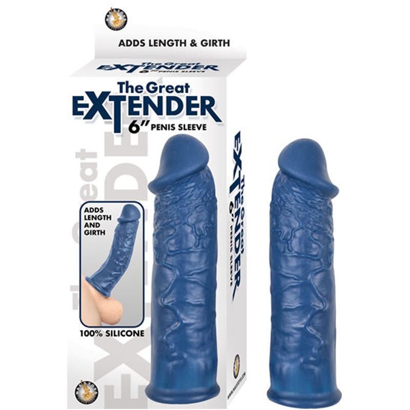 NASSTOYS - THE GREAT EXTENDER 6IN PENIS SLEEVE SILICONE BLUE
