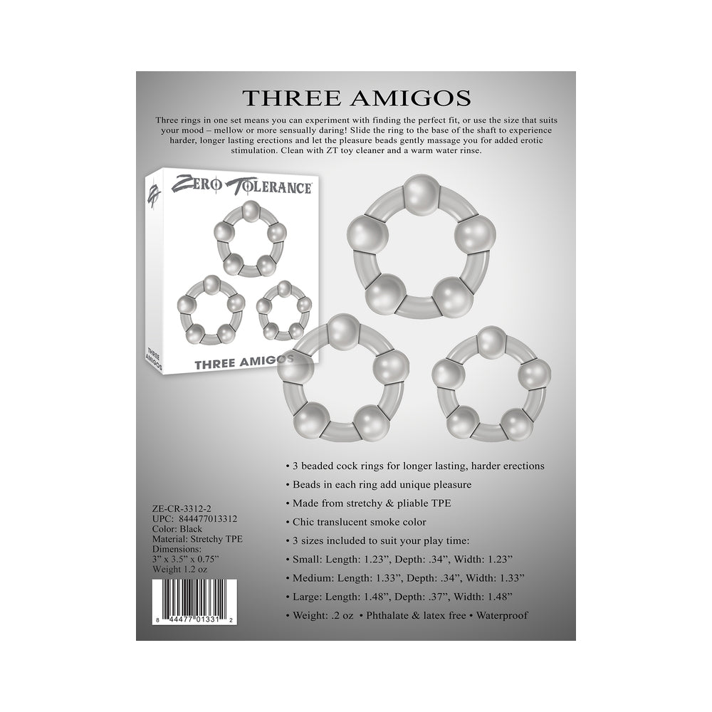 ZERO TOLERANCE - THREE AMIGOS 3-PIECE COCK RING SET CLEAR