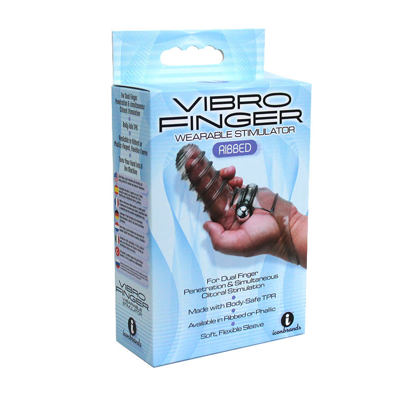 ICON BRANDS - THE 9'S VIBROFINGER RIBBED FINGER MASSAGER GREY