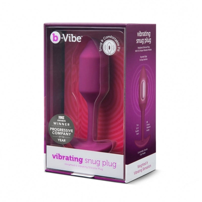 B-VIBE – VIBRATING SNUG PLUG 2 RECHARGEABLE WEIGHTED SILICONE ANAL PLUG, ROSE