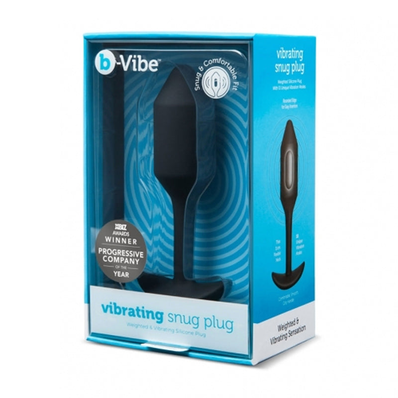 B-VIBE - VIBRATING SNUG PLUG 2 RECHARGEABLE WEIGHTED SILICONE ANAL PLUG BLACK