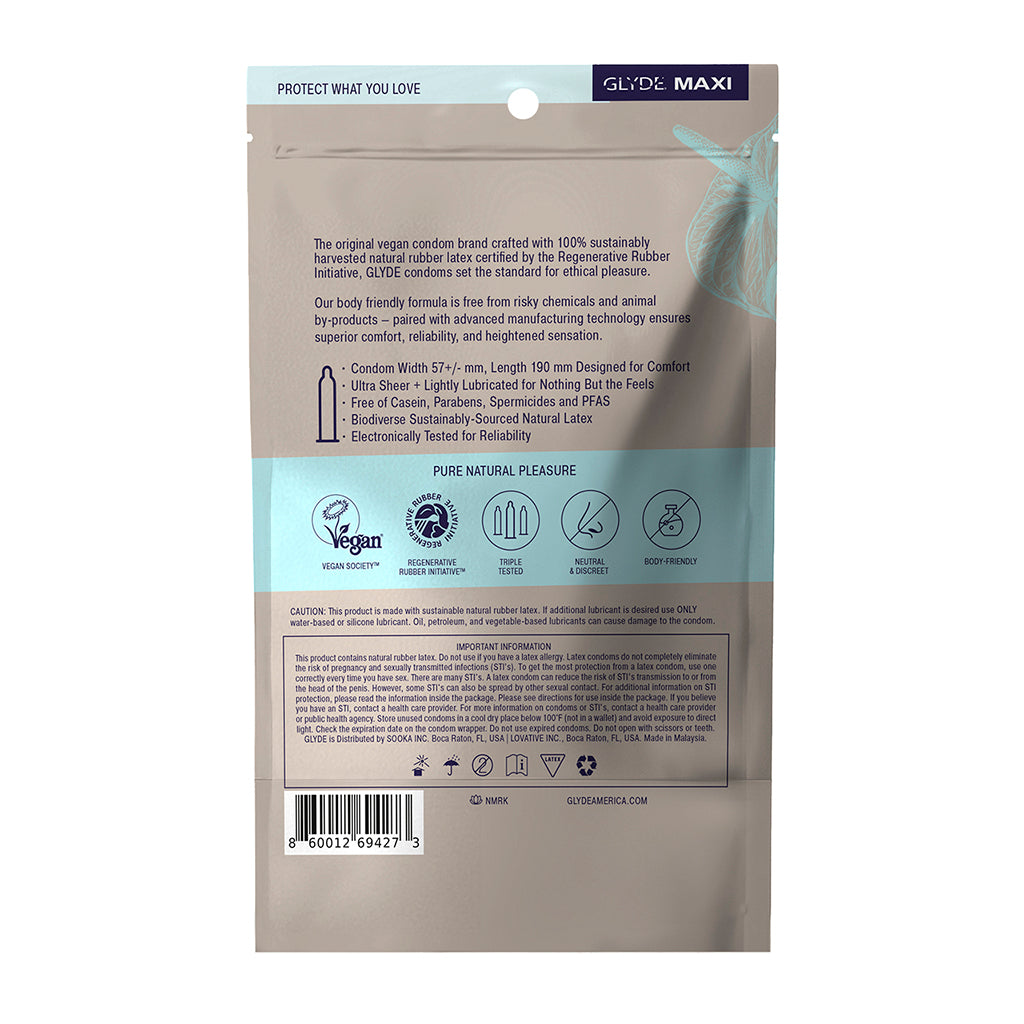 GLYDE CONDOMS - GLYDE MAXI LARGE/XL 12PK