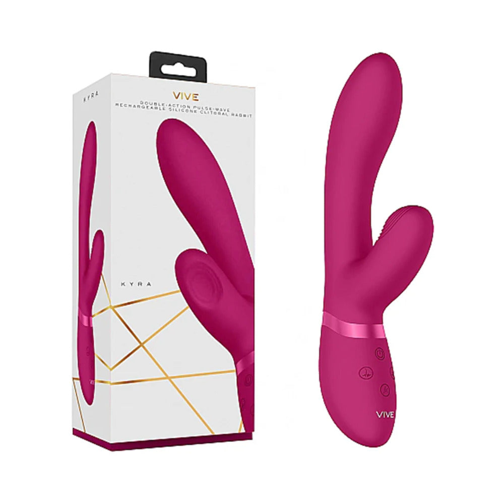 SHOTS – VIVE KYRA RECHARGEABLE PULSE-WAVE SILICONE RABBIT VIBRATOR PINK