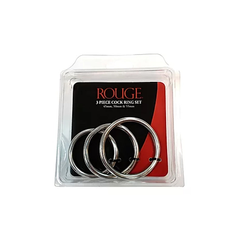ROUGE GARMENTS - CONJUNTO DE 3 ANÉIS PENIANOS EM AÇO INOXIDÁVEL (55MM/50MM/45MM) - EM EMBALAGEM BLISTER