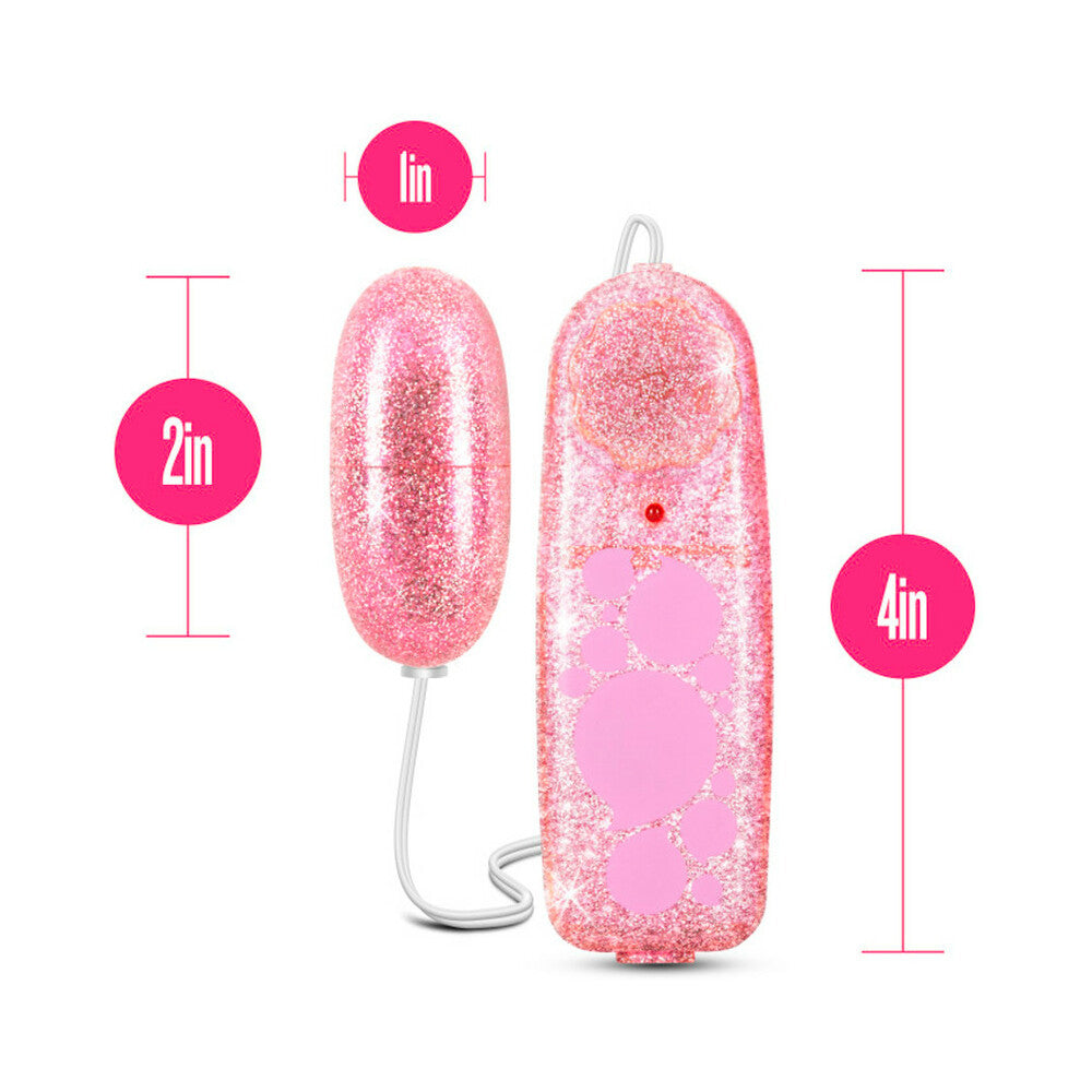BLUSH - B YOURS GLITTER POWER BULLET REMOTE CONTROLLED EGG VIBRATOR