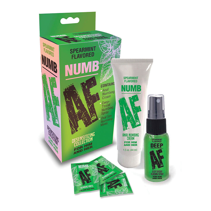 LITTLE GENIE - NUMB AF SPEARMINT-FLAVORED DENSITIZING COLLECTION: CREAM, SPRAY & MINTS