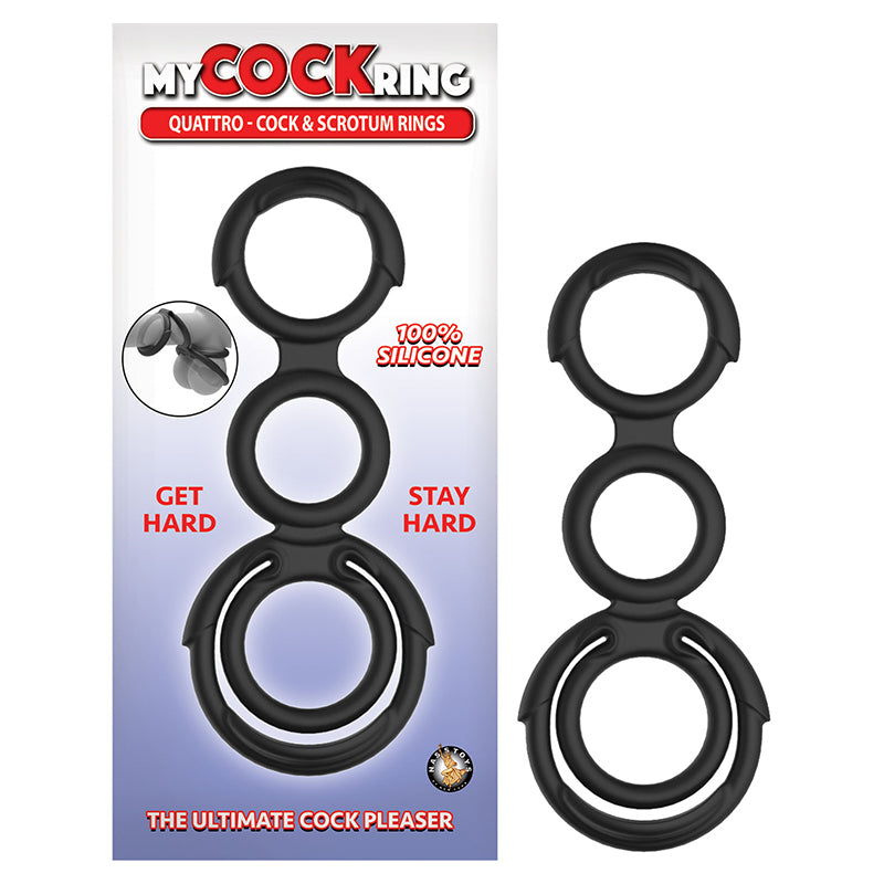 NASSTOYS - MY COCKRING QUATTRO ANÉIS PARA PÉNIS E ESCROTO PRETO