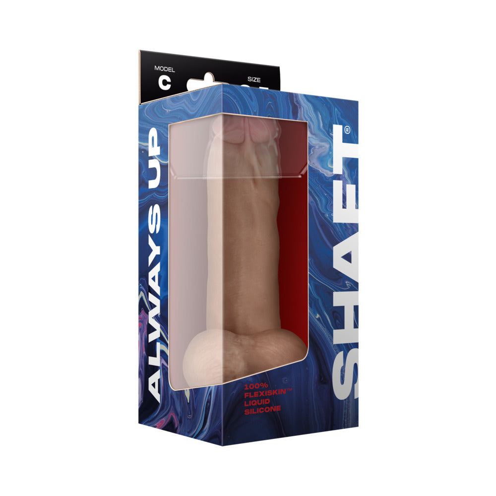 SHAFT – MODELO C: DILDO DE SILICONE DE DENSIDADE DUPLA DE 8,5 POL. COM BOLAS, COR PINHO