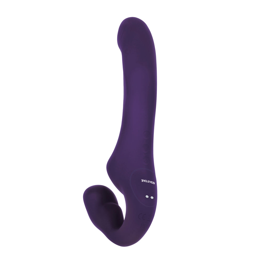EVOLVED - 2 BECOME 1 DILDO COM ARNÊS DE SILICONE, RECARREGÁVEL, COM CONTROLO REMOTO E BASE DE SUCÇÃO, ROXO