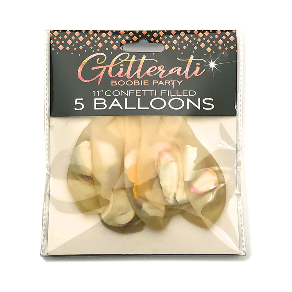 LITTLE GENIE - GLITTERATI BOOBIE PARTY CONFETTI BALLOONS 5-PACK