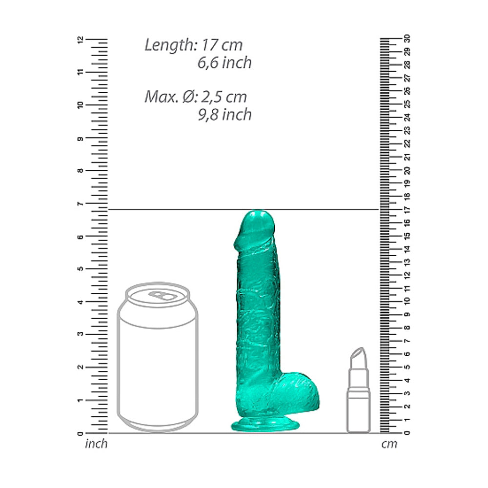 SHOTS - REALROCK CRYSTAL DILDO REALISTA DE 6 POLEGADAS COM BOLAS E