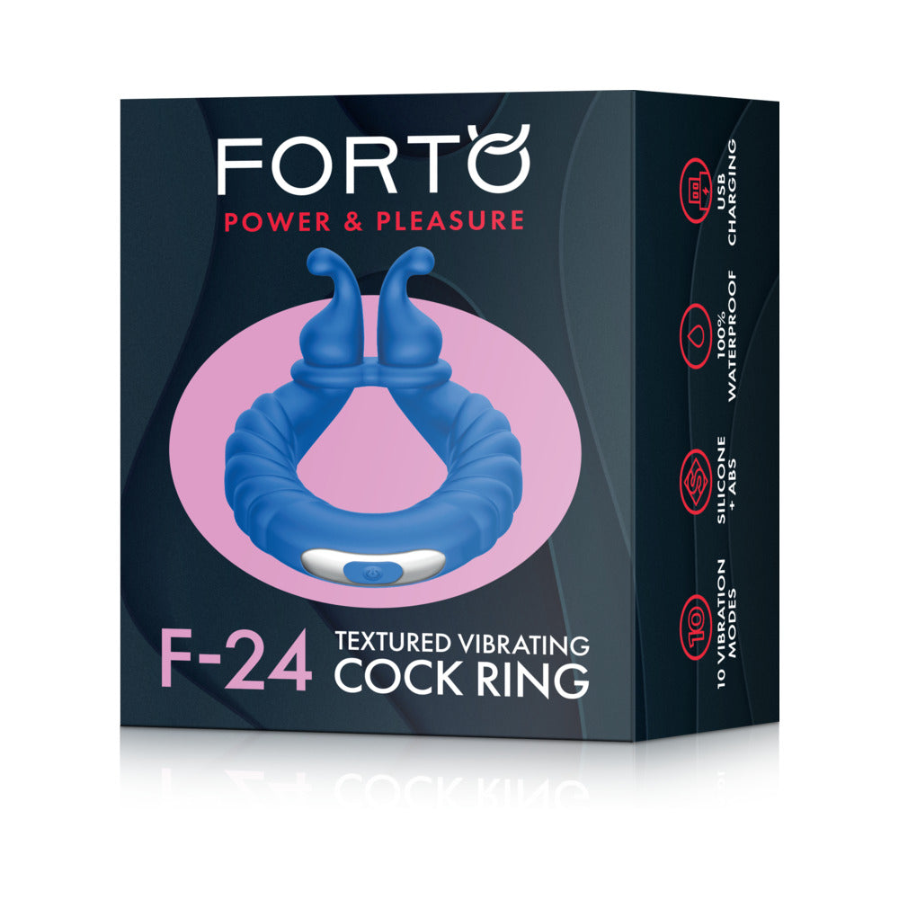 FORTO - F 24 RECHARGEABLE SILICONE TEXTURED VIBRATING COCK RING