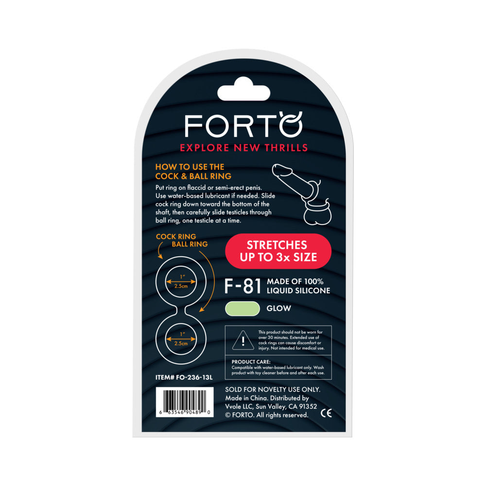 FORTO - F-81 LIQUID SILICONE COCK & BALL DOUBLE RING LARGE GLOW