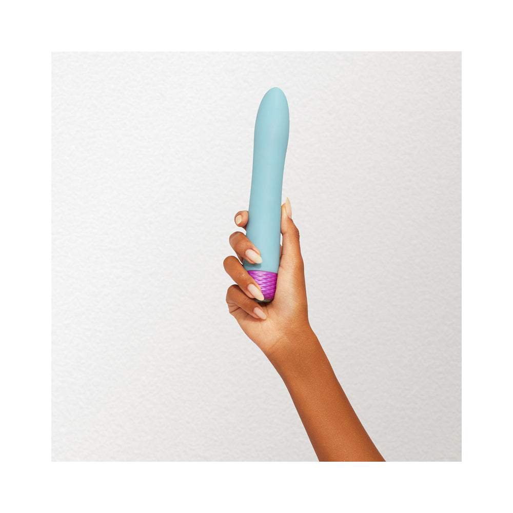 FEMMEFUNN - VIBRADOR BULLET RECARREGÁVEL DENSA DE DUPLA DENSIDADE EM SILICONE SLIMLINE AZUL CLARO