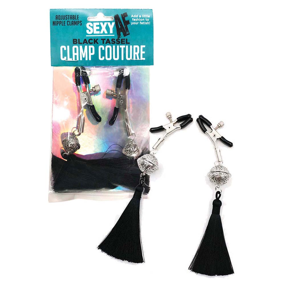 LITTLE GENIE - AF SEXY NIPPLE CLAMPS BLACK TASSEL