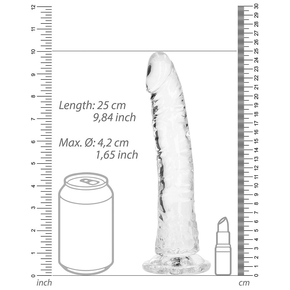 SHOTS - REALROCK CRYSTAL CLEAR SLIM 9 IN. DILDO TRANSPARENTE