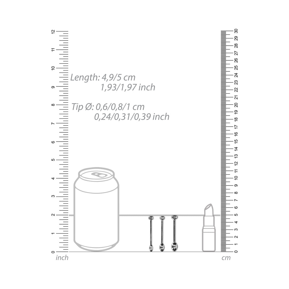 SHOTS - OUCH! STAINLESS STEEL URETHRAL SOUNDING PLUG SET 6 MM / 8 MM / 10 MM