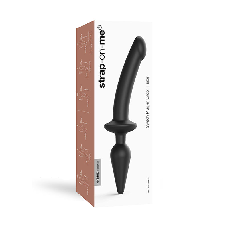 LOVELY PLANET - STRAP-ON-ME HYBRID COLLECTION DILDO REALISTA COM PLUG ANAL E PÉNIS DE PONTAS DUPLAS PRETO GRANDE