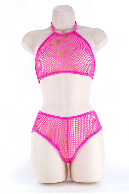 HALTER TOP & SHORT, FN PINK L