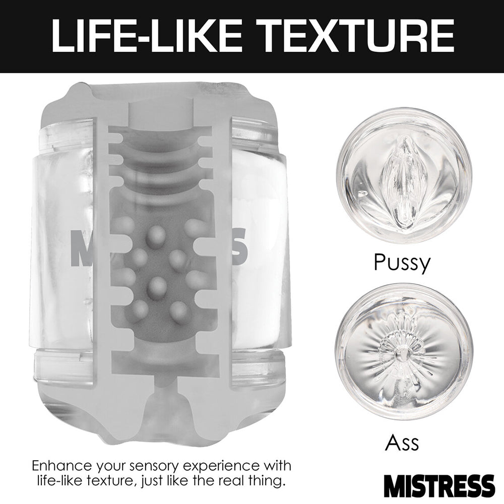 CURVE NOVELTIES - MISTRESS DOUBLE SHOT PUSSY AND ANAL MINI MASTURBATOR CLEAR