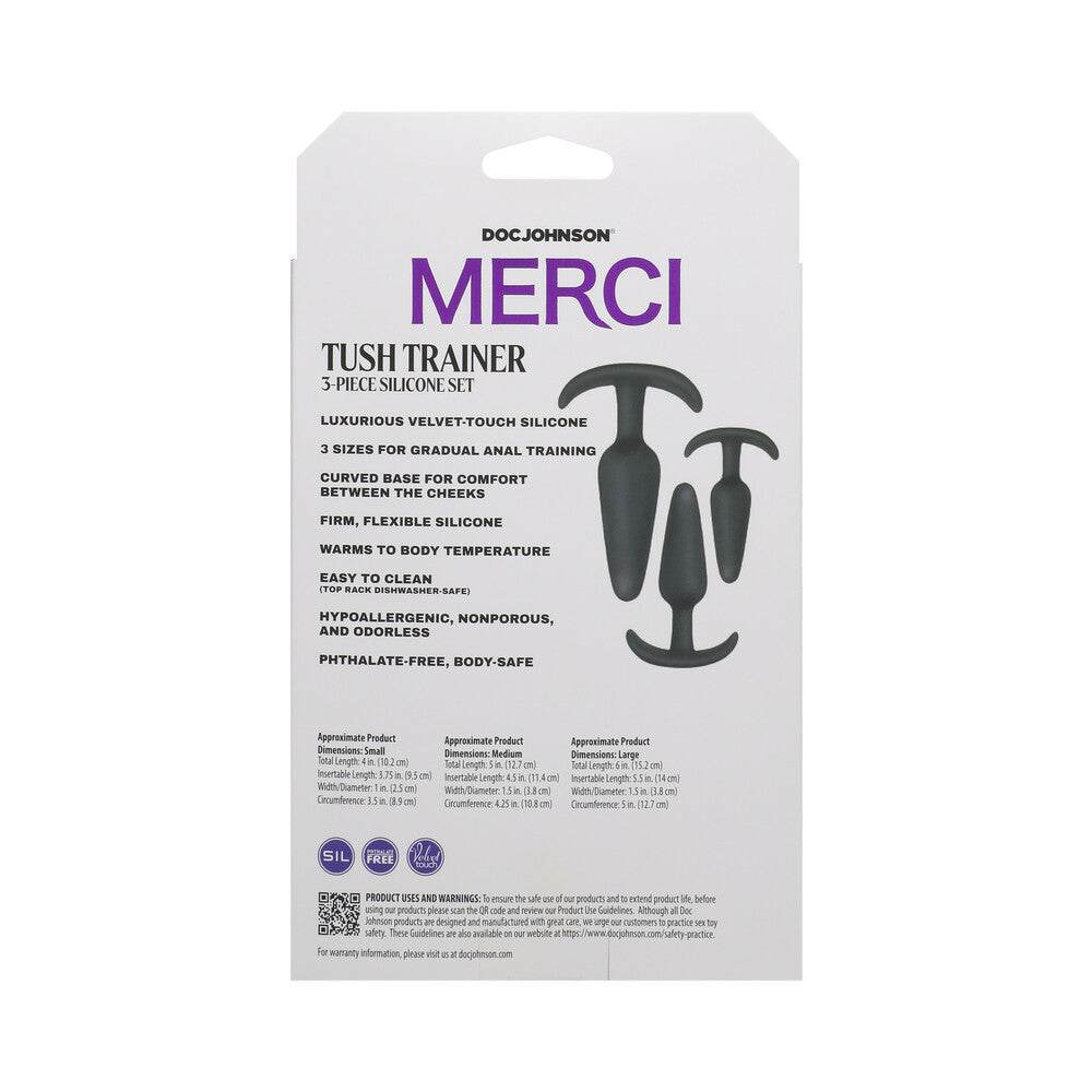 DOC JOHNSON - CONJUNTO DE 3 PLUGS ANAL EM SILICONE MERCI TUSH TRAINER PRETO