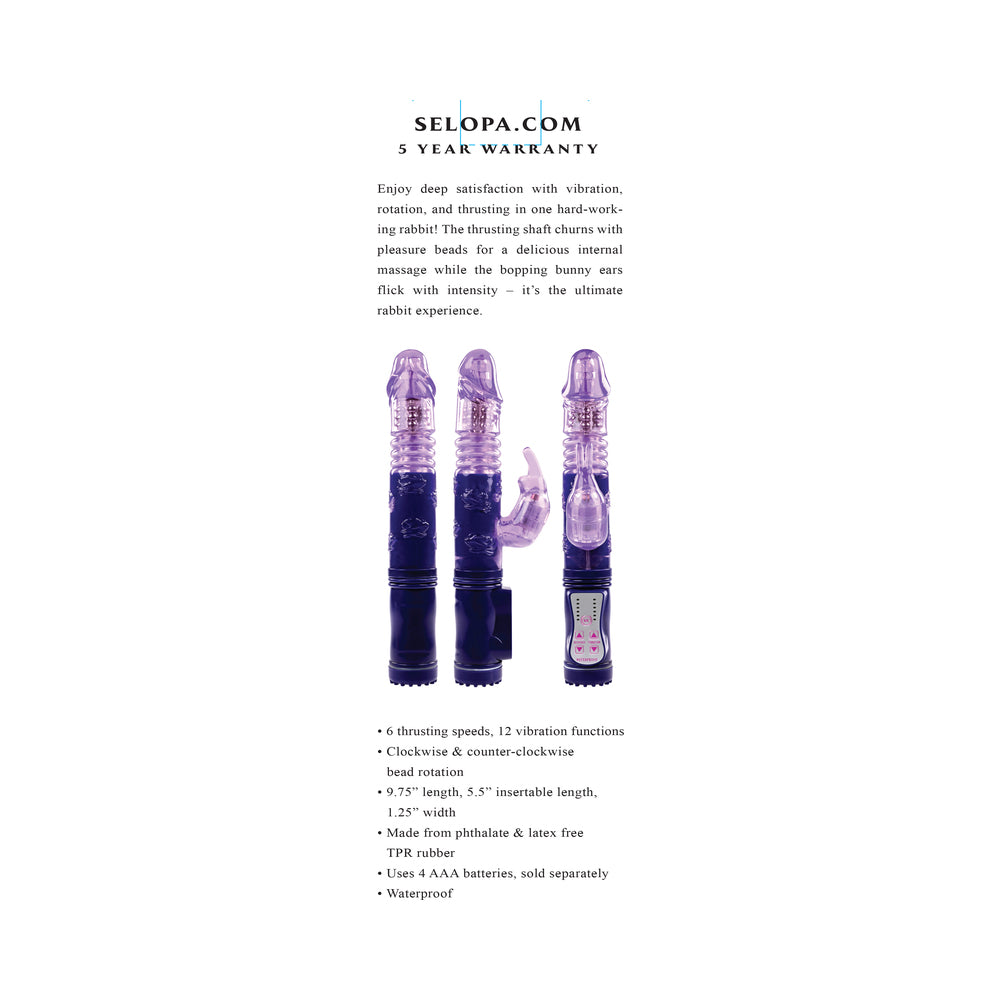 SELOPA - BUNNY THRUSTER VIBRATING RABBIT VIBRATOR PURPLE