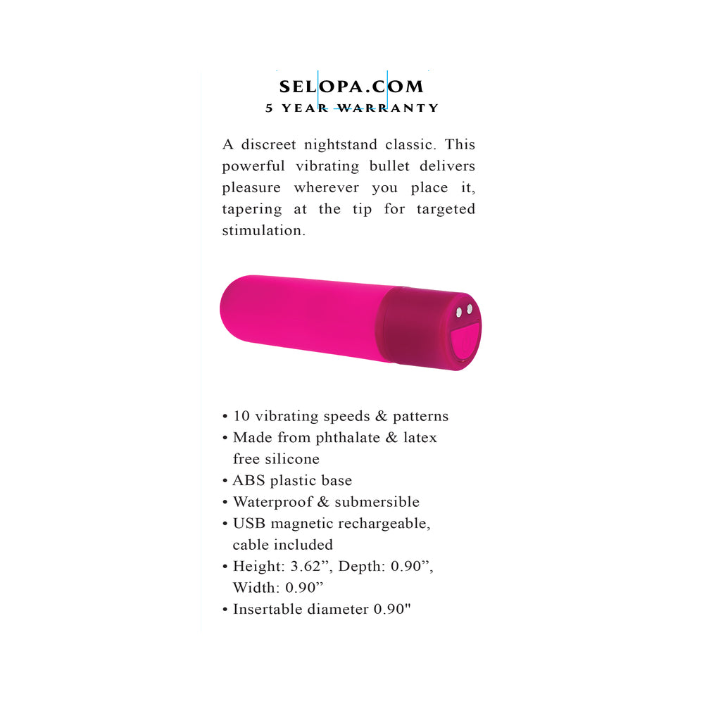 SELOPA - VIBRADOR BULLET RECARREGÁVEL EM SILICONE TINY TEMPTATION COR-DE-ROSA