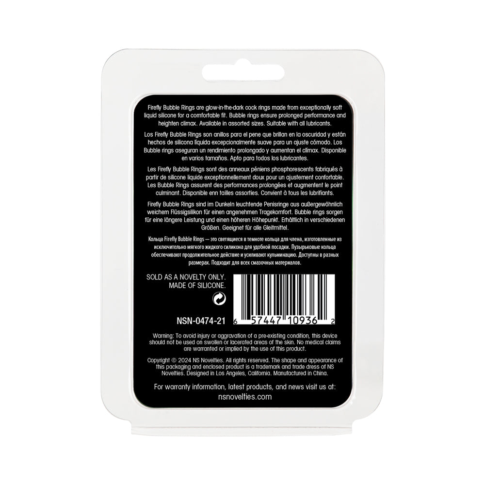 NS NOVELTIES - FIREFLY BUBBLE RING MEDIUM GLOW-IN-THE-DARK COCK RING WHITE