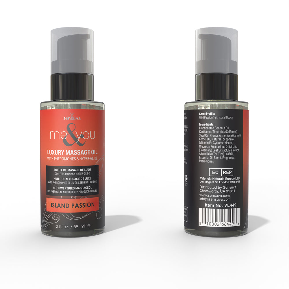 SENSUVA - ME & YOU PHEROMONE-INFUSED LUXURY MASSAGE OIL ISLAND PASSION 2 OZ.