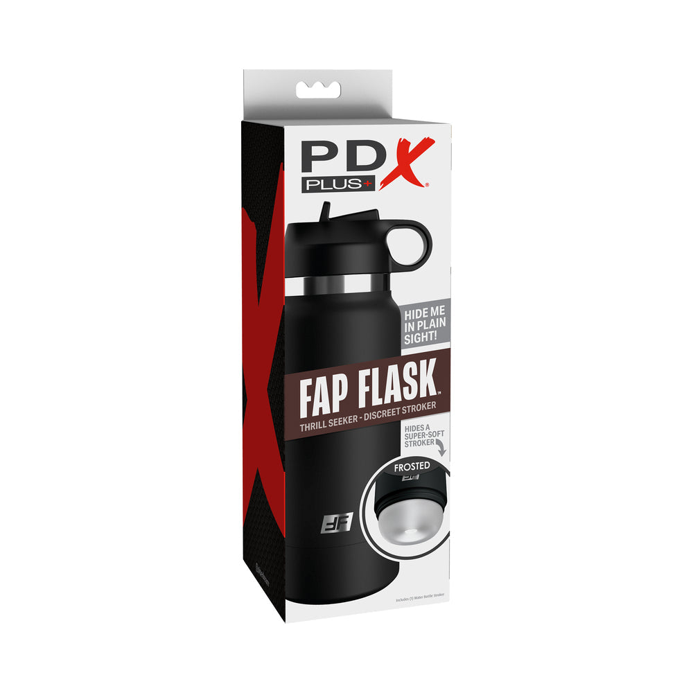 PDX BRANDS - PDX PLUS FAP FLASK THRILL SEEKER DISCREET STROKER BLACK BOTTLE FROSTED