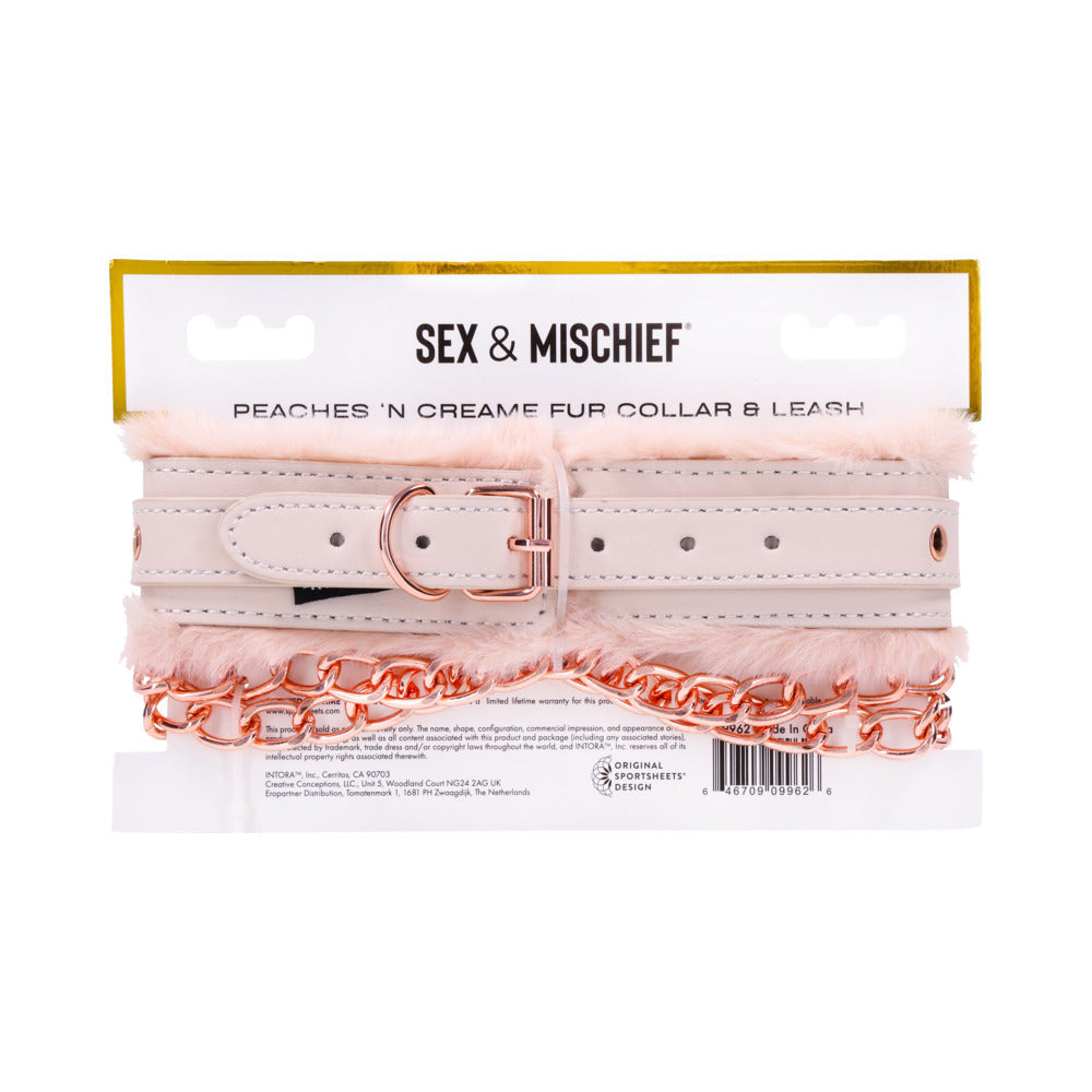 SPORTSHEETS - SEX & MISCHIEF PEACHES 'N CREAME FUR COLLAR & LEASH