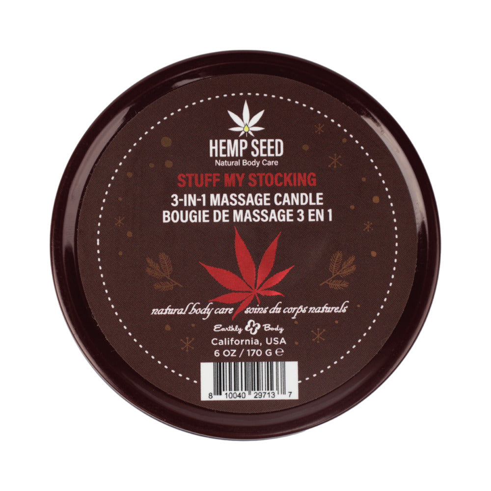 EARTHLY BODY - HEMP SEED HOLIDAY 3-IN-1 MASSAGE CANDLE STUFF MY STOCKING 6 OZ.