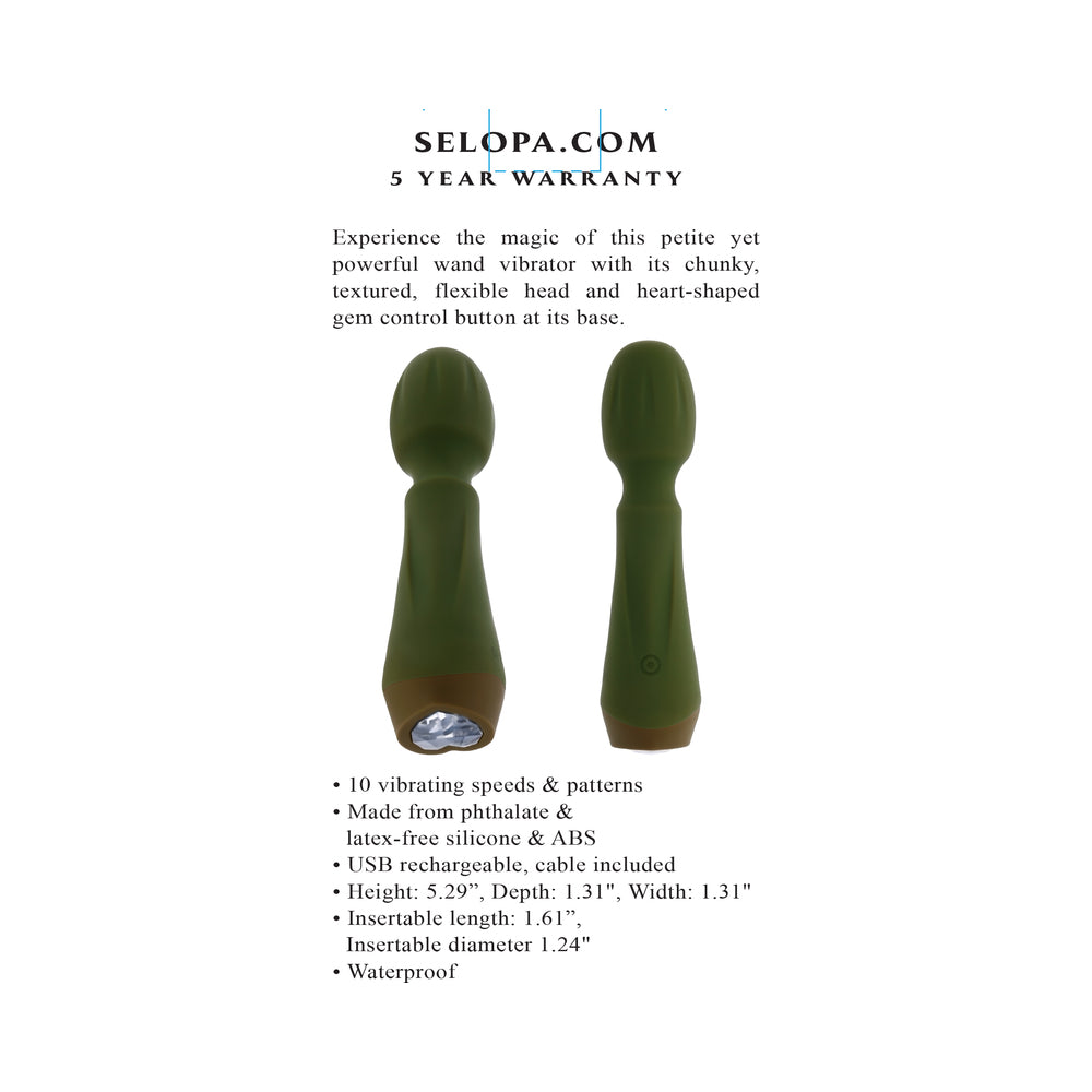 SELOPA - HEARTFELT RECHARGEABLE VIBRATING MINI WAND SILICONE GREEN