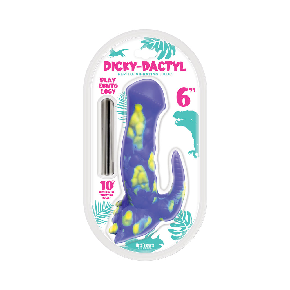 HOTT PRODUCTS - PLAYEONTOLOGY SERIES DICKYDACTYL MULTI-SPEED VIBRATING SILICONE DILDO 6 IN.