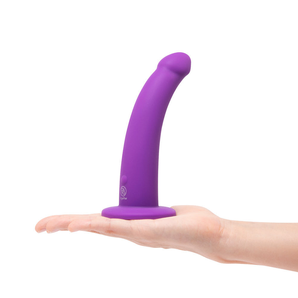TOGETHER TOY - TOGETHER TILT 6.5 IN. SILICONE DILDO AND HARNESS SET PURPLE