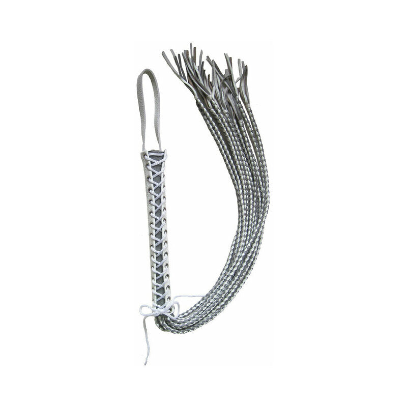 RUFF DOGGIE STYLES - FLOGGER DE CORPETE EM PELE BRANCO/CINZENTO